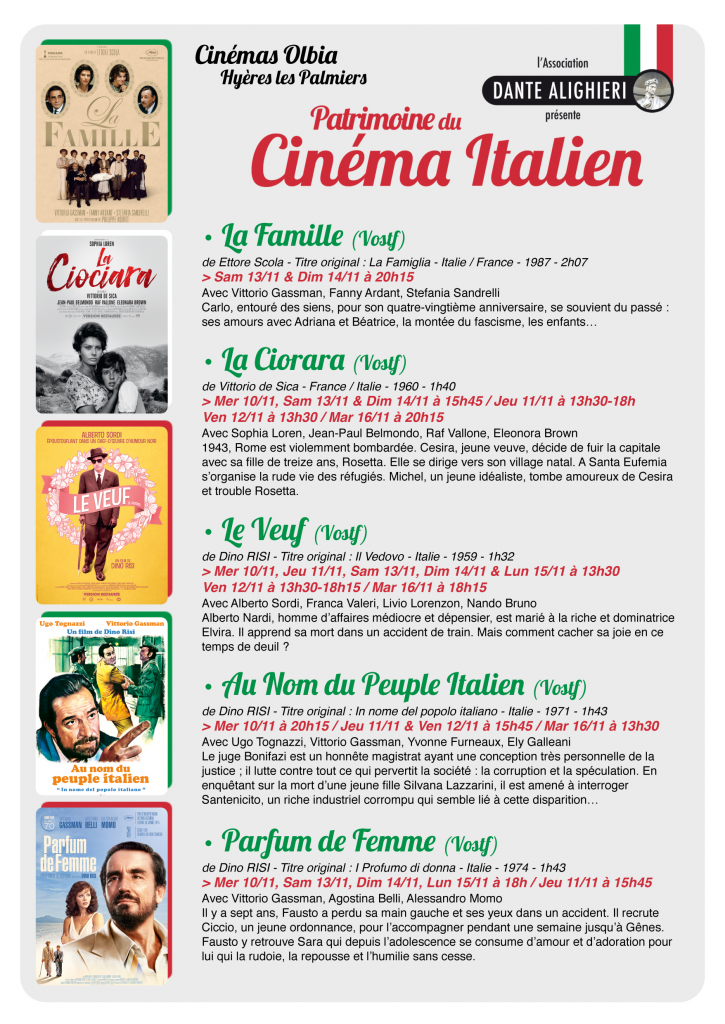 Festival patrimoine du cinema italien du 10 au16 novembre 2021 cinema olbia Hyères programme cinema italien festival hyeres 725x1024